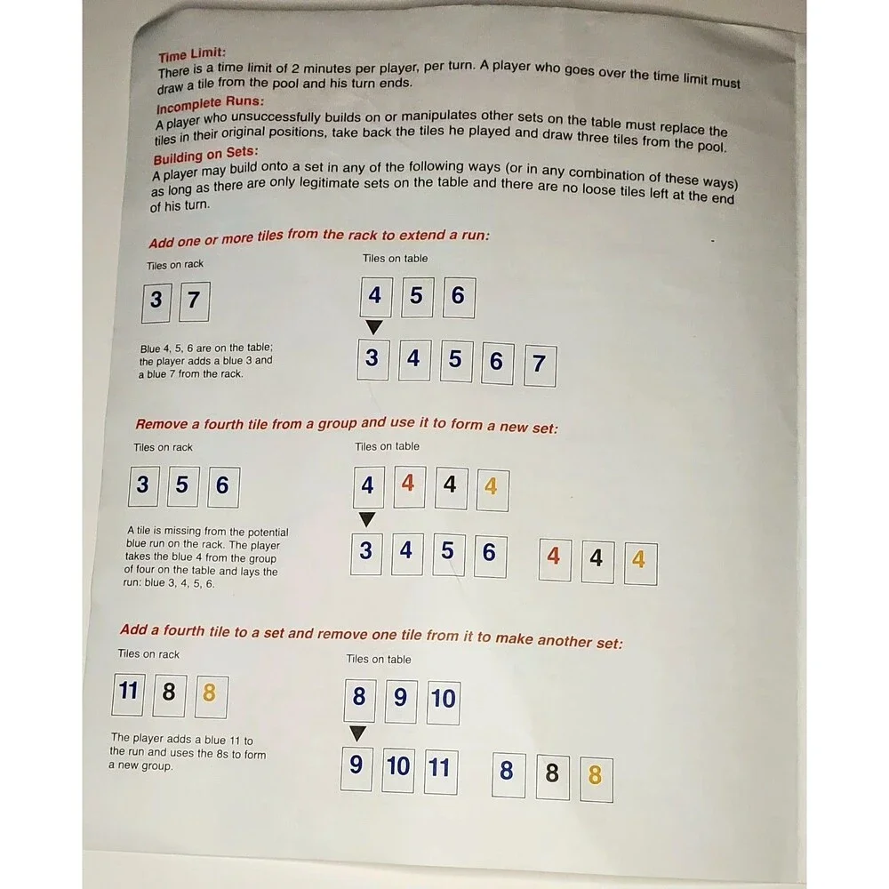 Deluxe Edition Rummikub 1997 Instructions Only Original Rules Booklet